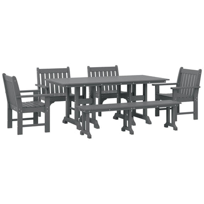 Polytrends Laguna, set da pranzo da giardino con tavolo rettangolare da 6 pezzi per patio e panca