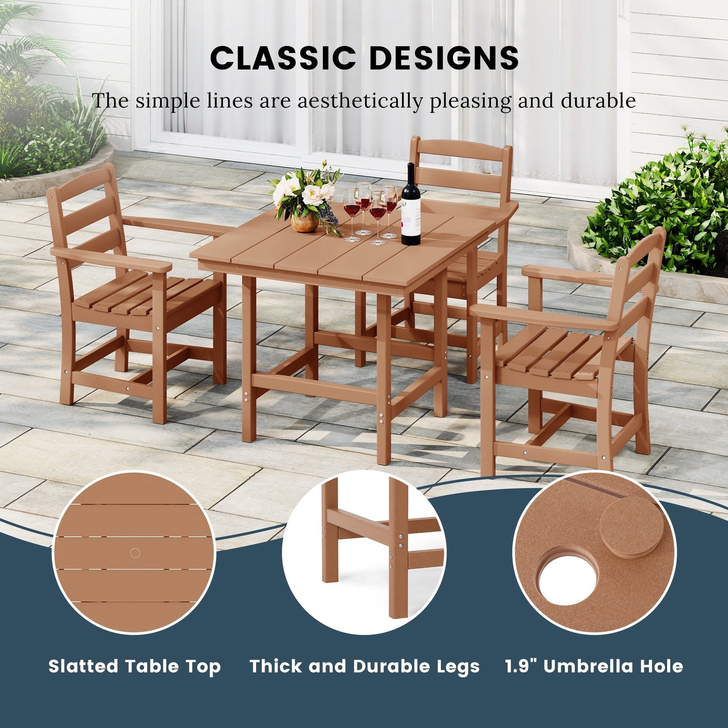 Set da pranzo con poltrona Polytrends Shoreside da 5 pezzi