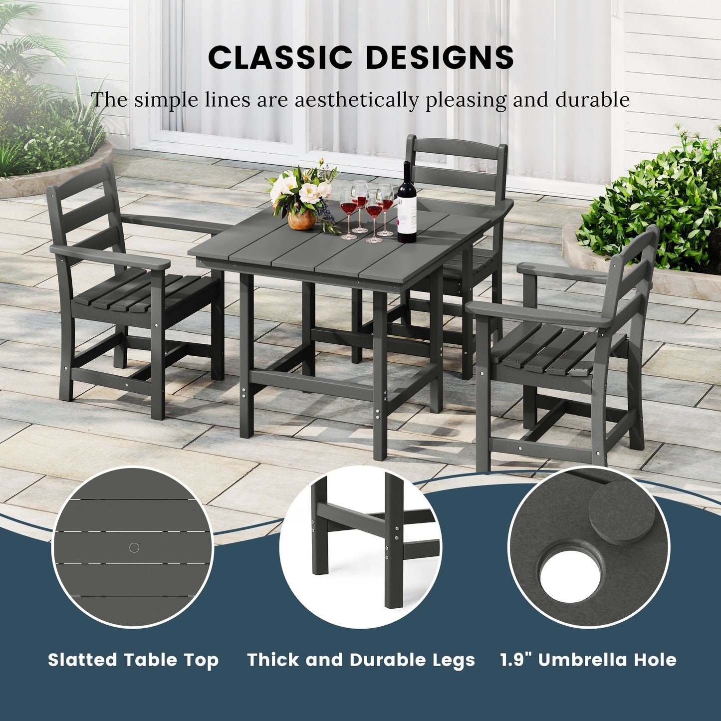 Set da pranzo con poltrona Polytrends Shoreside da 5 pezzi