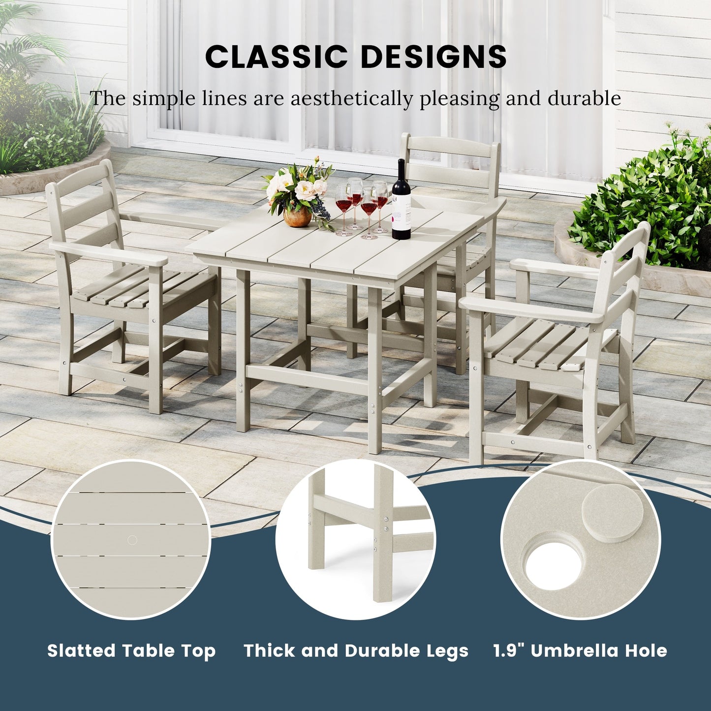 Set da pranzo con poltrona Polytrends Shoreside da 5 pezzi