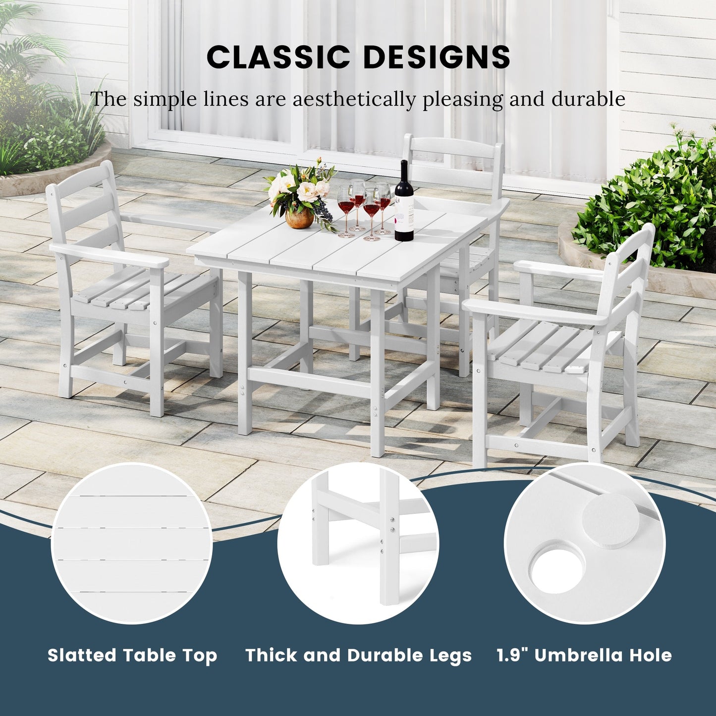 Set da pranzo con poltrona Polytrends Shoreside da 5 pezzi