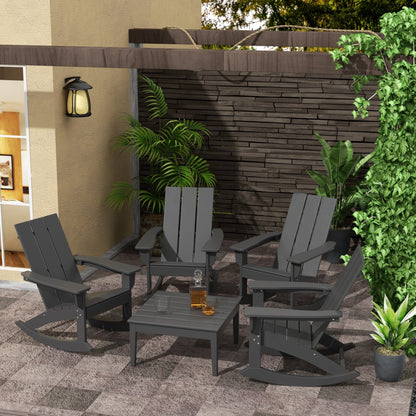 Set da conversazione con sedia a dondolo Polytrends Shoreside da 5 pezzi, adatta a tutte le stagioni