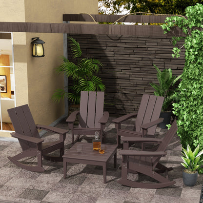 Set da conversazione con sedia a dondolo Polytrends Shoreside da 5 pezzi, adatta a tutte le stagioni