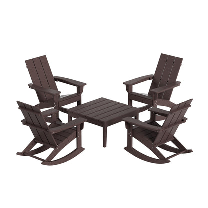 Set da conversazione con sedia a dondolo Polytrends Shoreside da 5 pezzi, adatta a tutte le stagioni