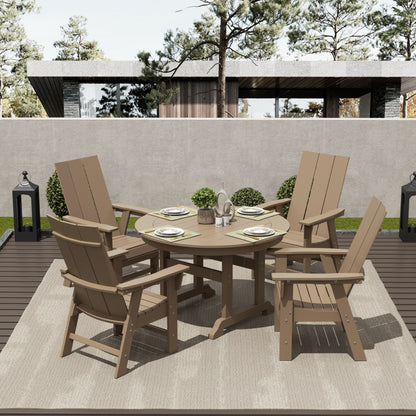 Polytrends Shoreside Set da pranzo da esterno quadrato in polietilene ecologico da 5 pezzi, adatto a tutte le stagioni, con poltrone