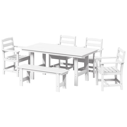 Set da pranzo con poltrona Polytrends Shoreside da 6 pezzi con panca