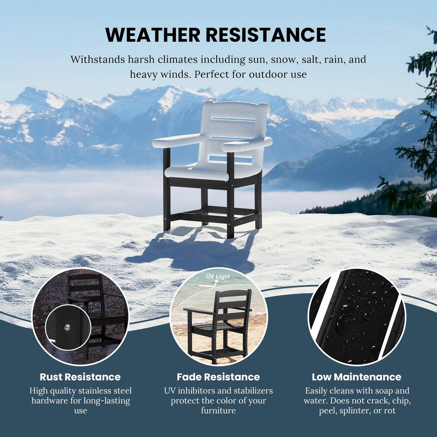 Set da pranzo con poltrona Polytrends Shoreside da 6 pezzi con panca