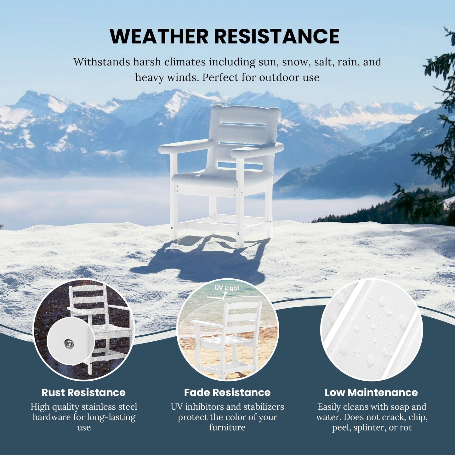 Set da pranzo con poltrona Polytrends Shoreside da 6 pezzi con panca