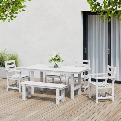 Set da pranzo con poltrona Polytrends Shoreside da 6 pezzi con panca