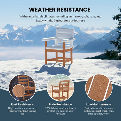 Set da pranzo con poltrona Polytrends Shoreside da 6 pezzi con panca