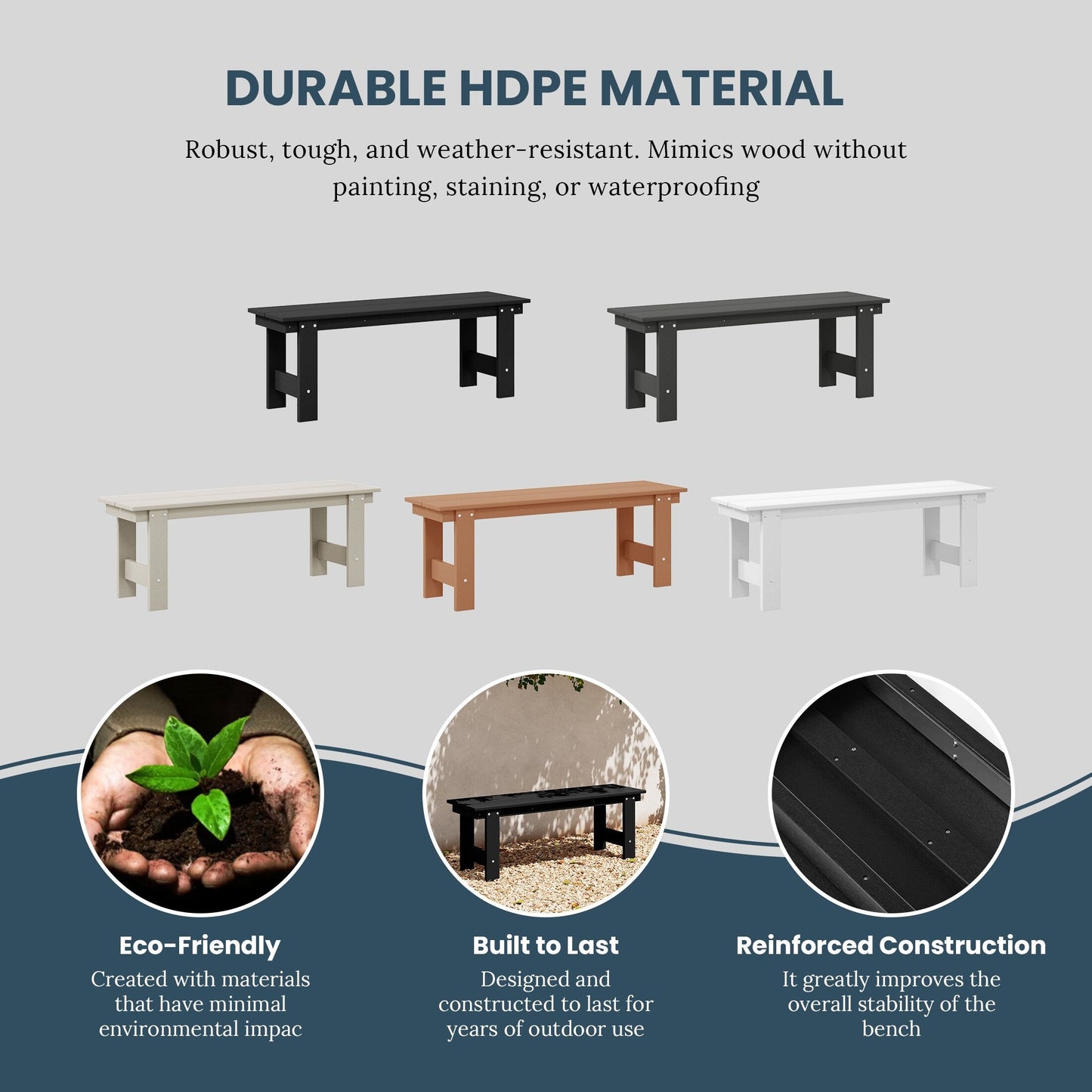 Set da pranzo con 6 sedie laterali Polytrends Shoreside e panca