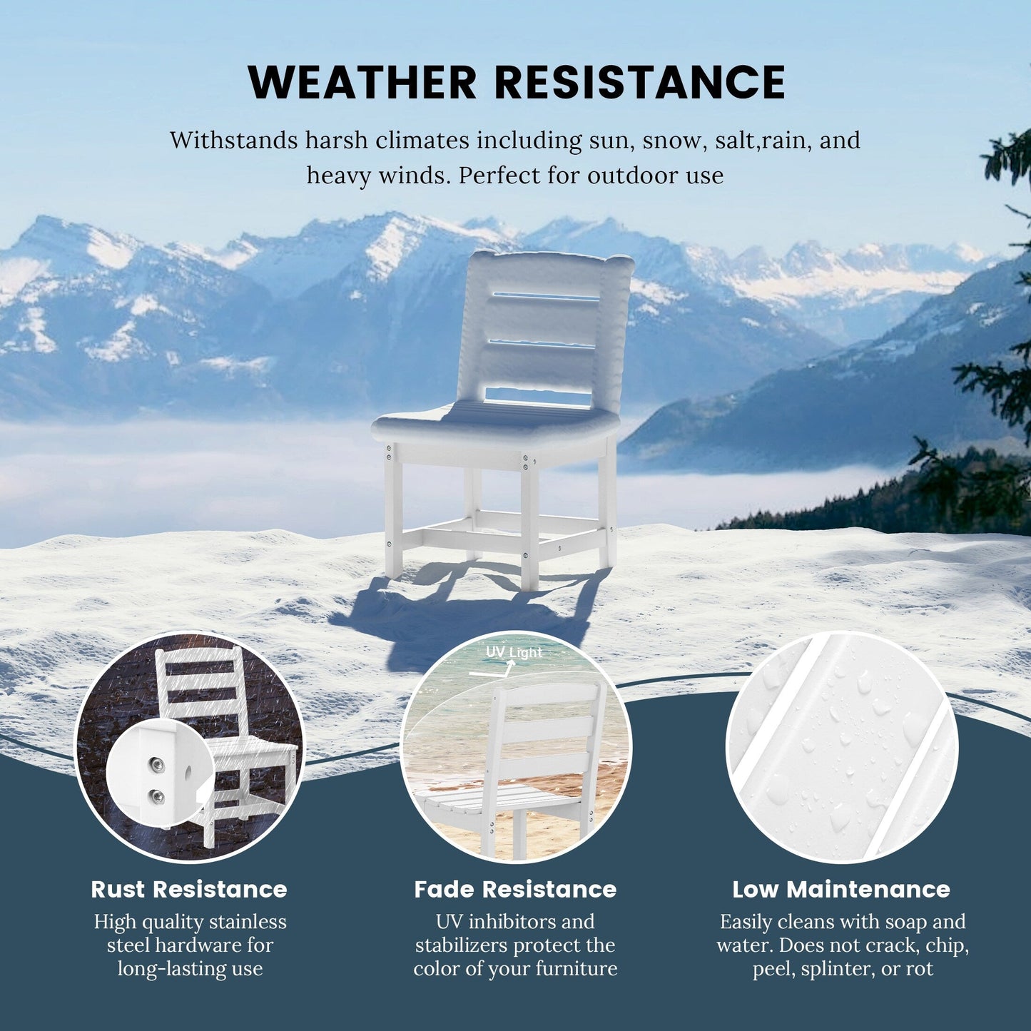 Set da pranzo con 6 sedie laterali Polytrends Shoreside e panca