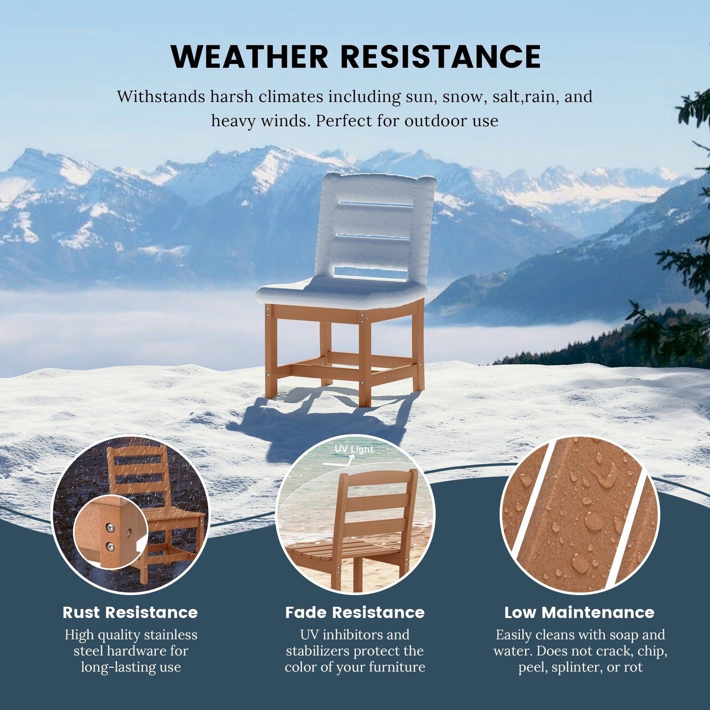 Set da pranzo con 6 sedie laterali Polytrends Shoreside e panca