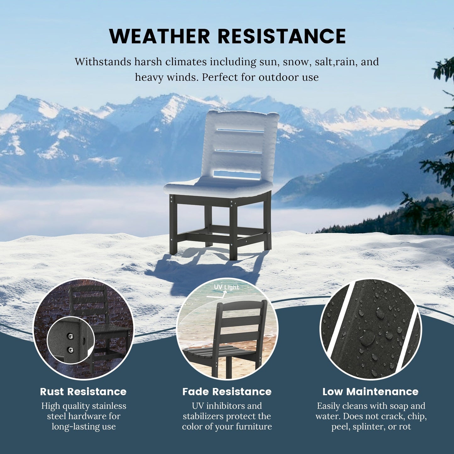 Set da pranzo con 6 sedie laterali Polytrends Shoreside e panca