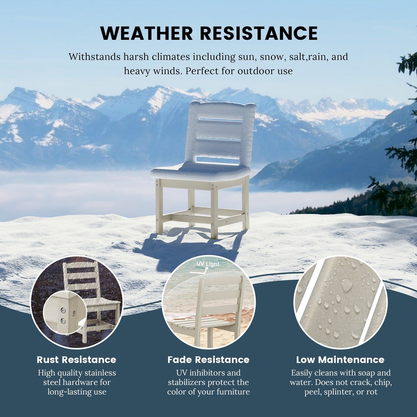 Set da pranzo con 6 sedie laterali Polytrends Shoreside e panca