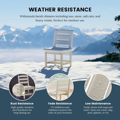 Set da pranzo con 6 sedie laterali Polytrends Shoreside e panca