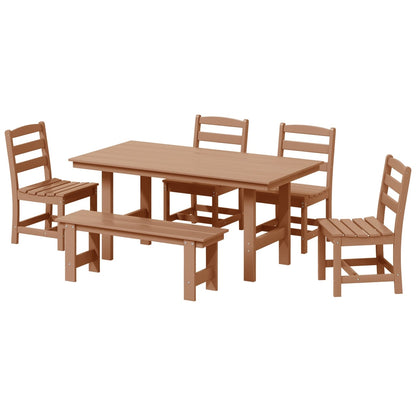 Set da pranzo con 6 sedie laterali Polytrends Shoreside e panca