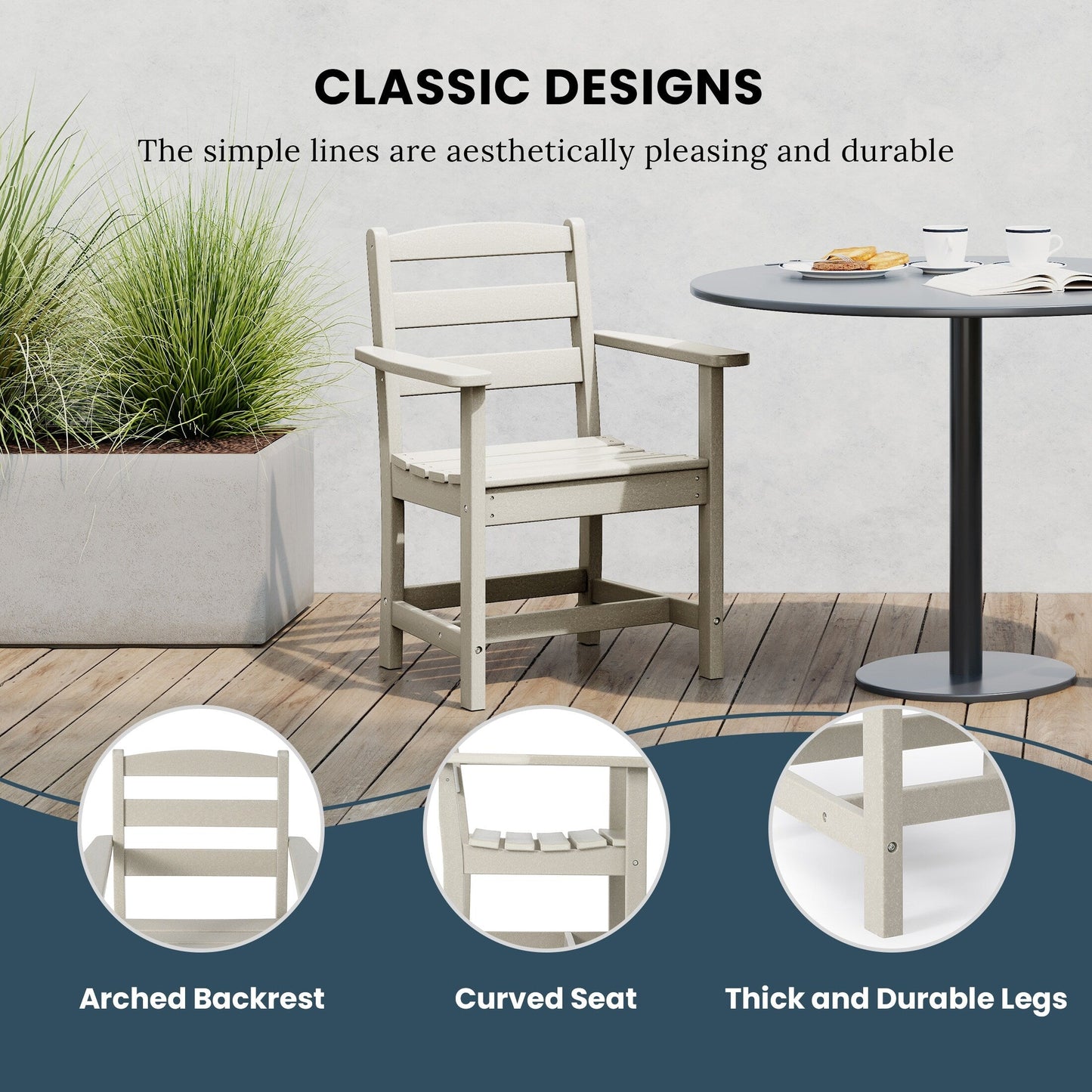 Set da pranzo con poltrona Polytrends Shoreside da 7 pezzi