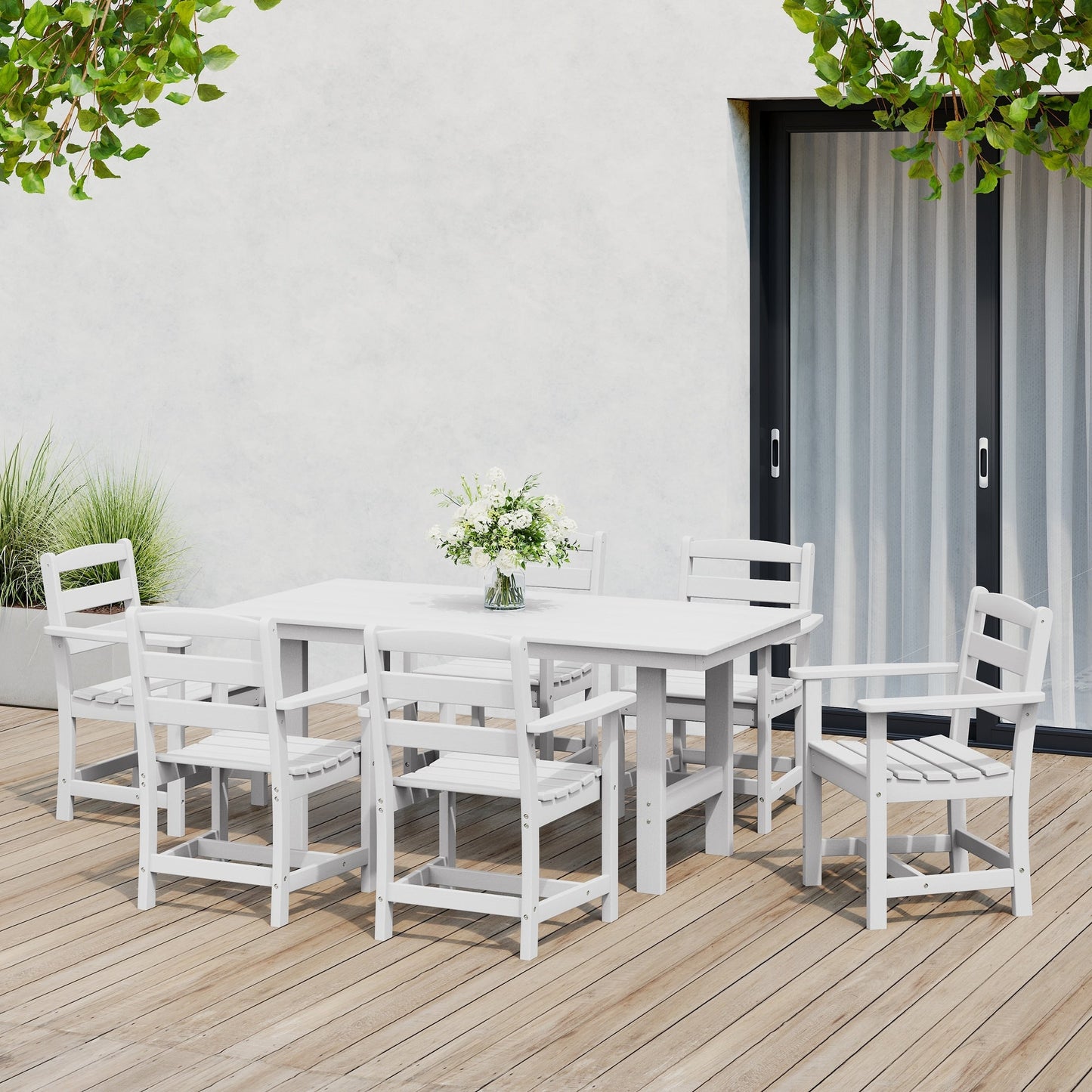 Set da pranzo con poltrona Polytrends Shoreside da 7 pezzi