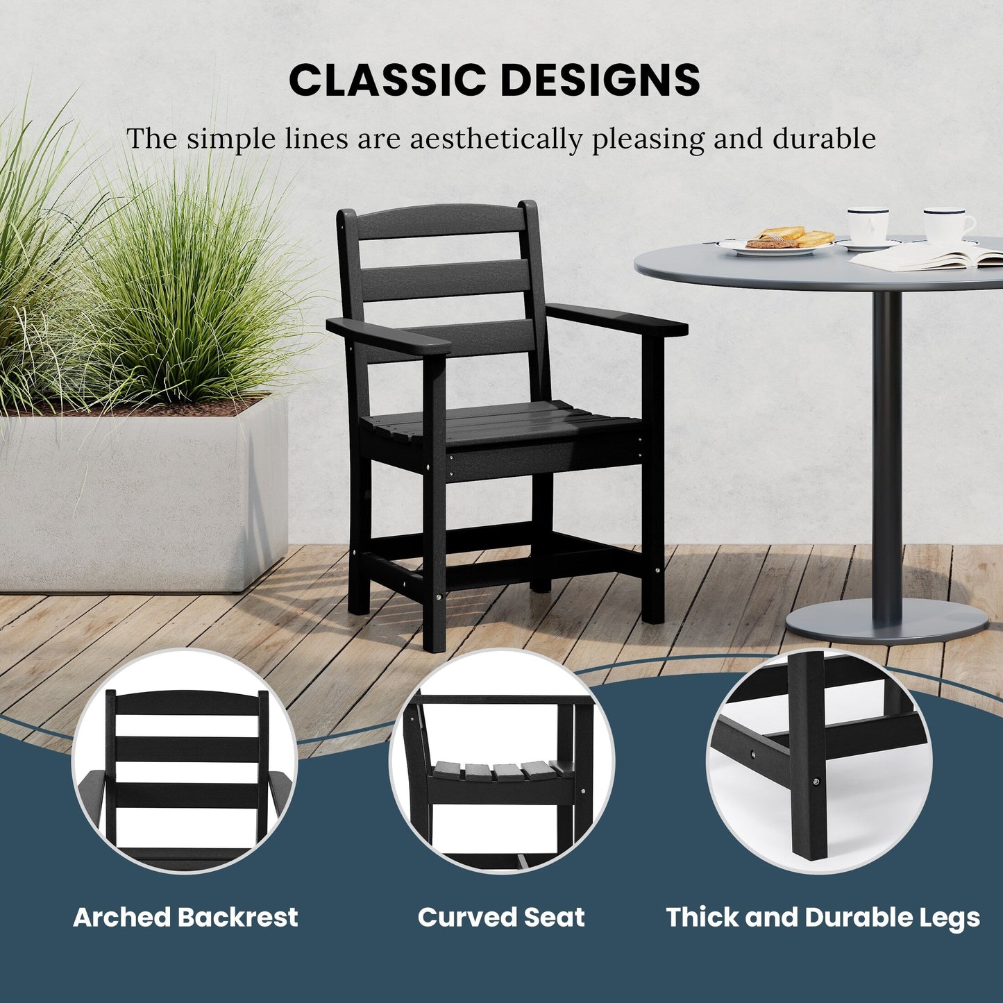 Set da pranzo con poltrona Polytrends Shoreside da 7 pezzi