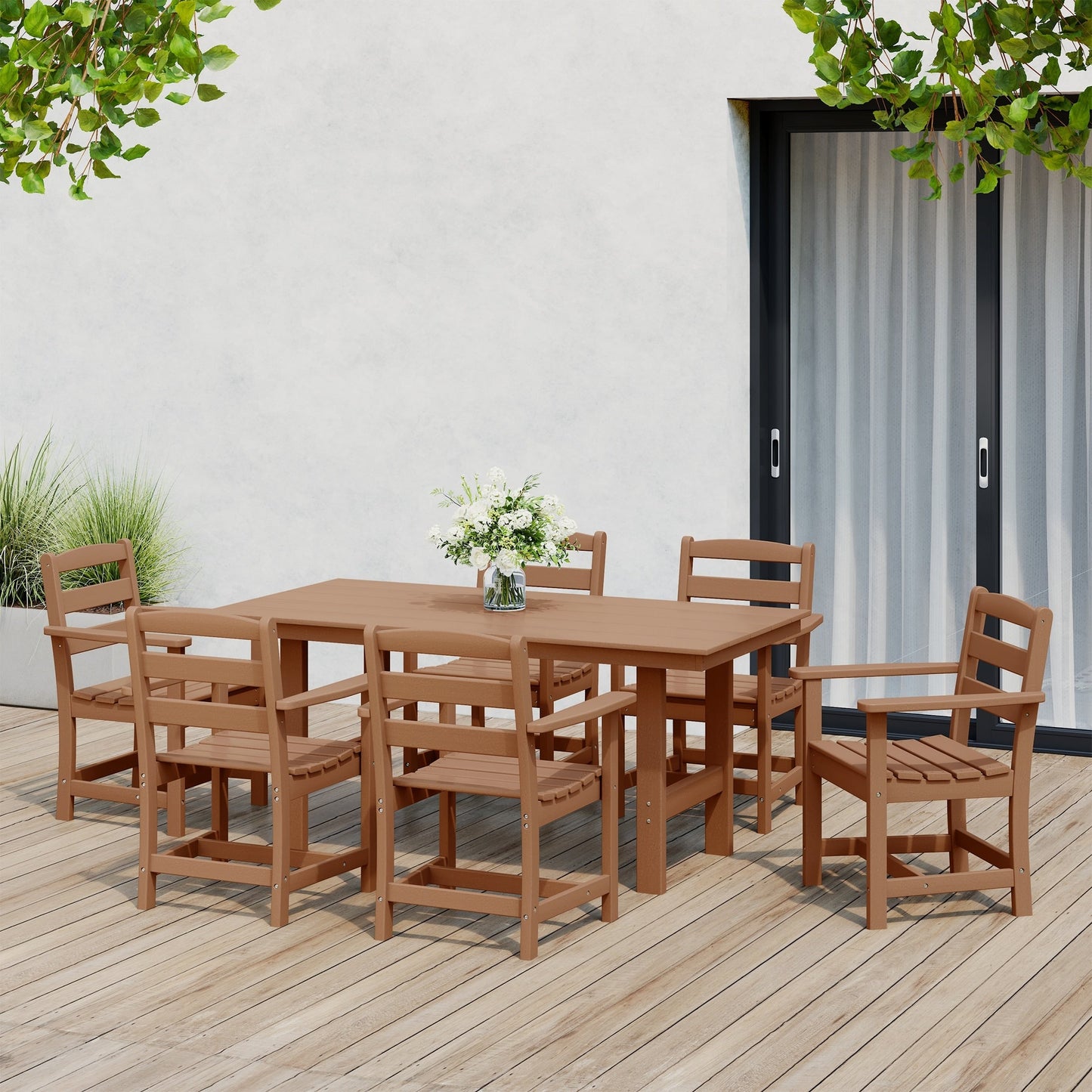 Set da pranzo con poltrona Polytrends Shoreside da 7 pezzi