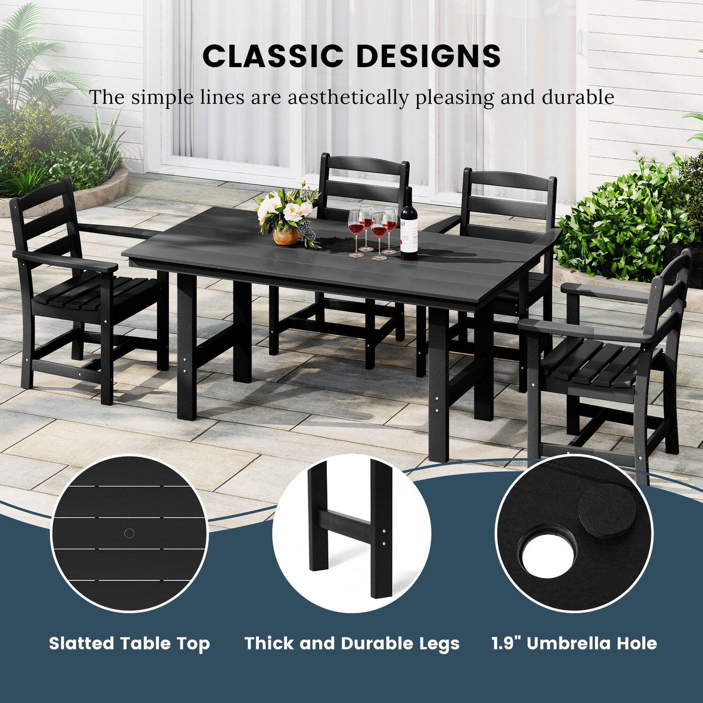 Set da pranzo con poltrona Polytrends Shoreside da 7 pezzi