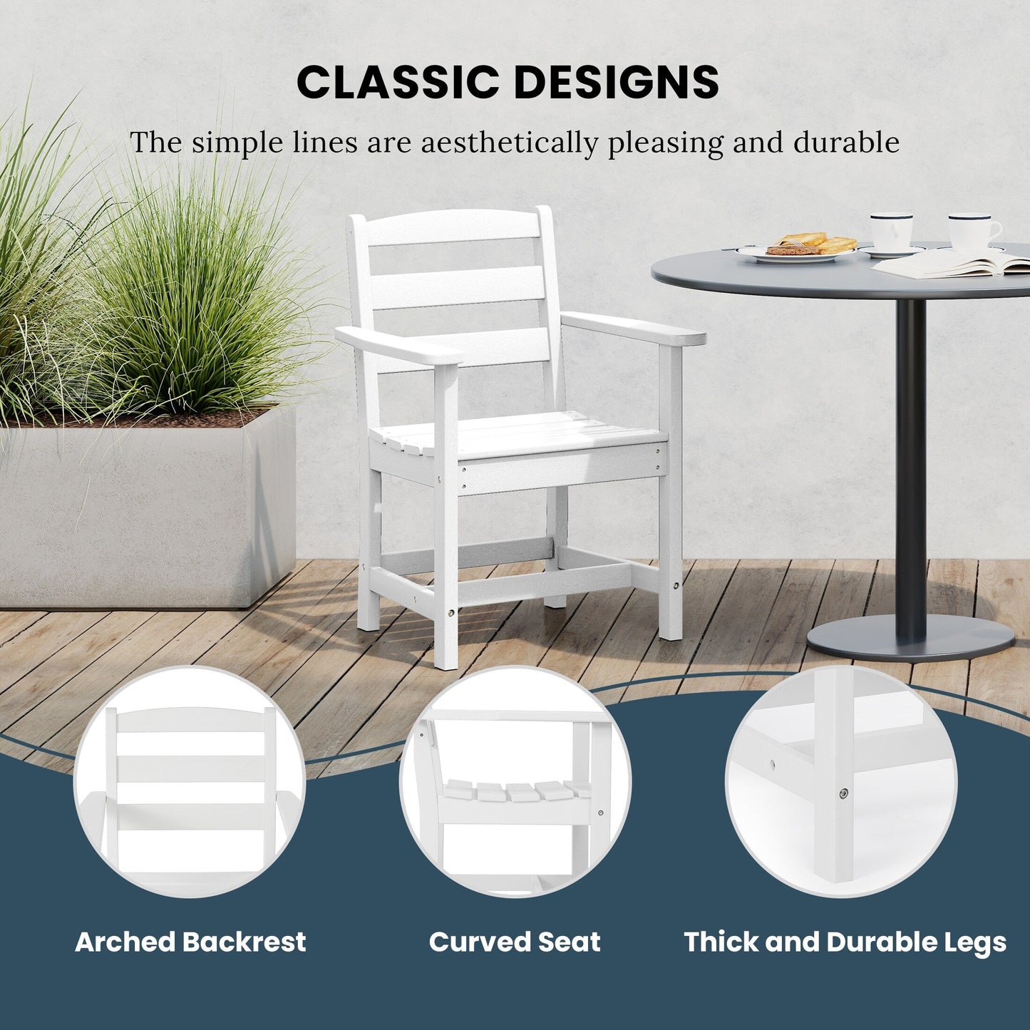 Set da pranzo con poltrona Polytrends Shoreside da 7 pezzi