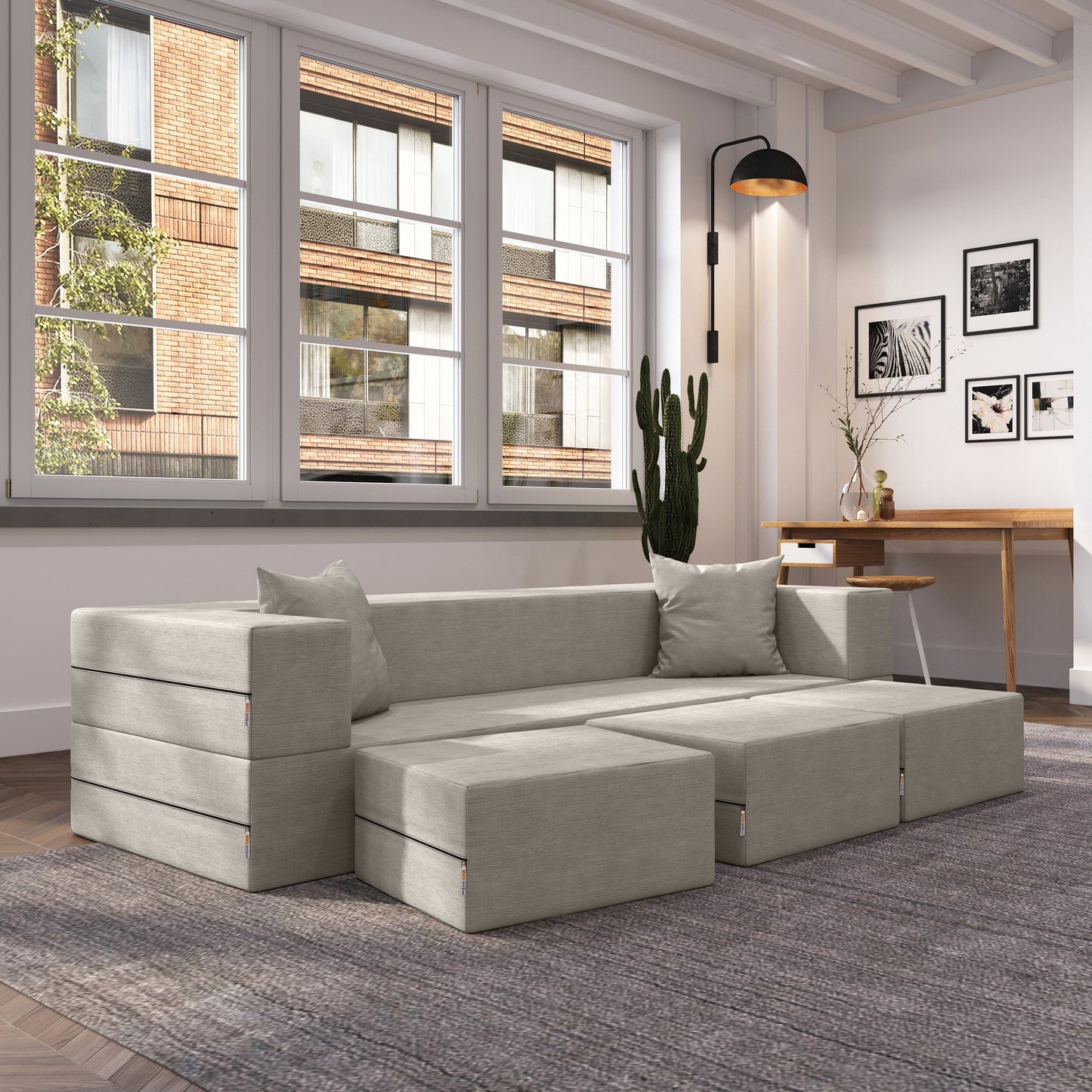 Divano letto convertibile California King e pouf Porch &amp; Den
