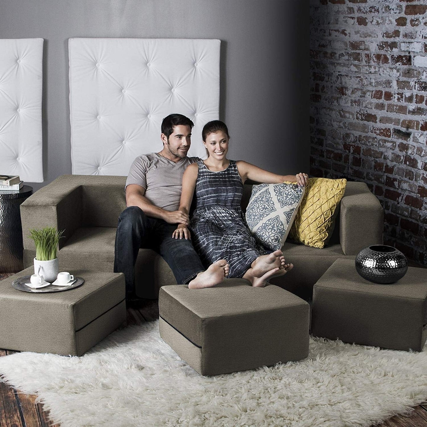 Divano letto convertibile California King e pouf Porch &amp; Den