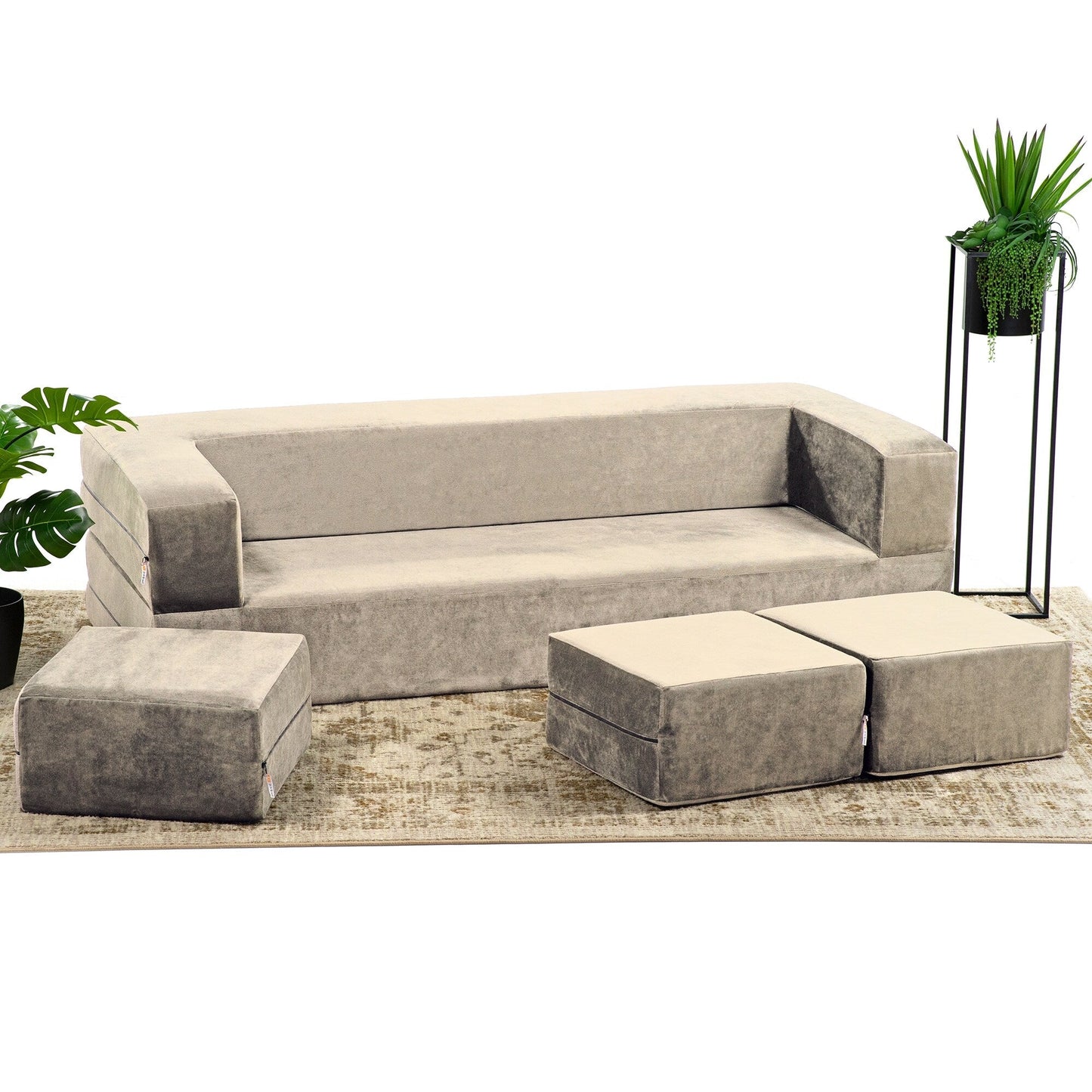 Divano letto convertibile California King e pouf Porch &amp; Den