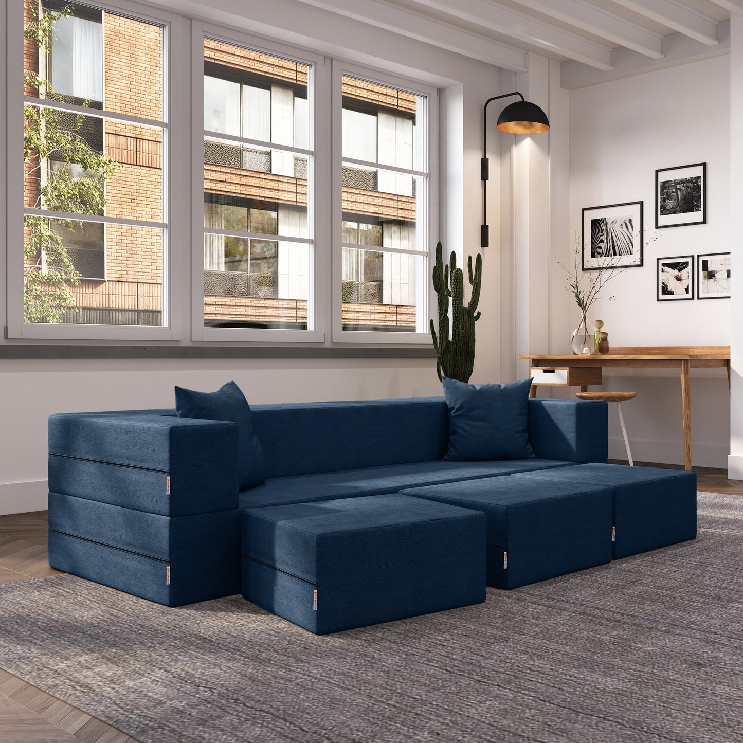 Divano letto convertibile California King e pouf Porch &amp; Den