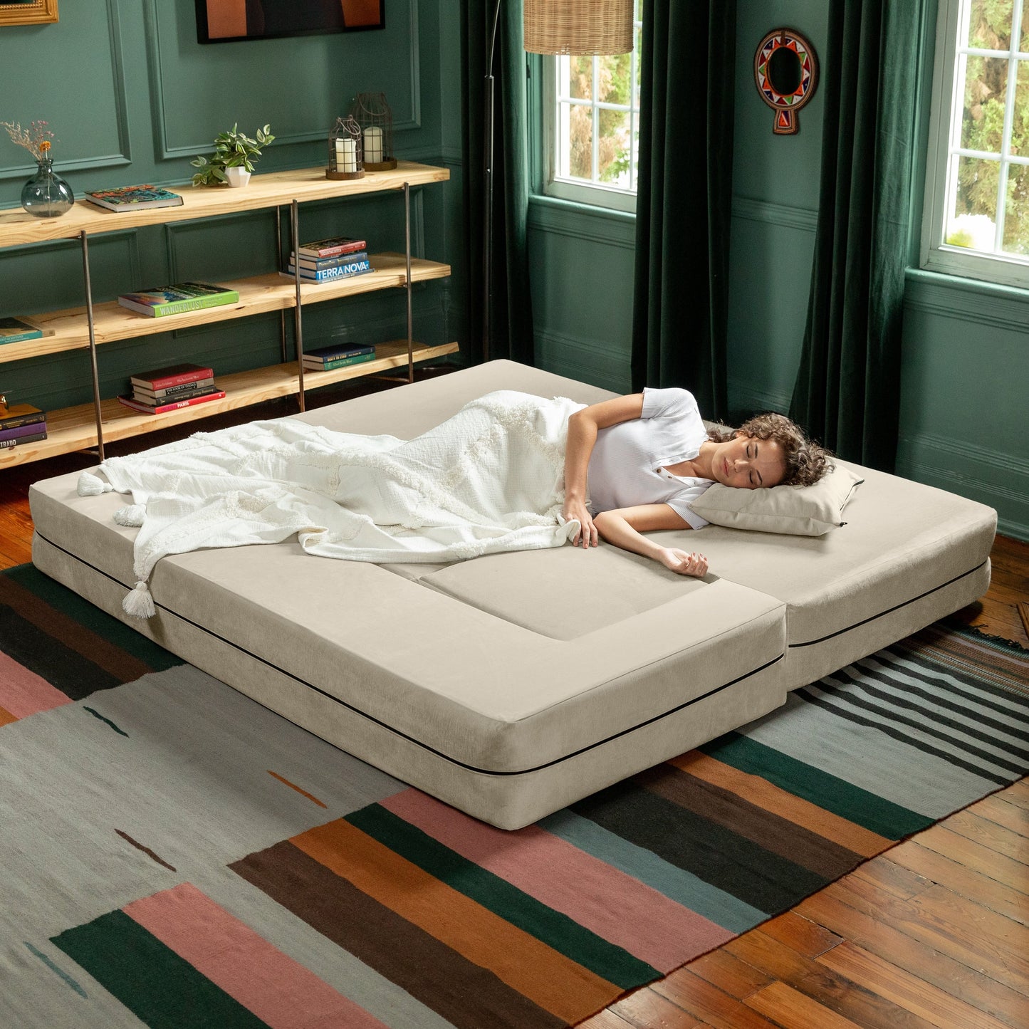 Divano letto convertibile California King e pouf Porch &amp; Den