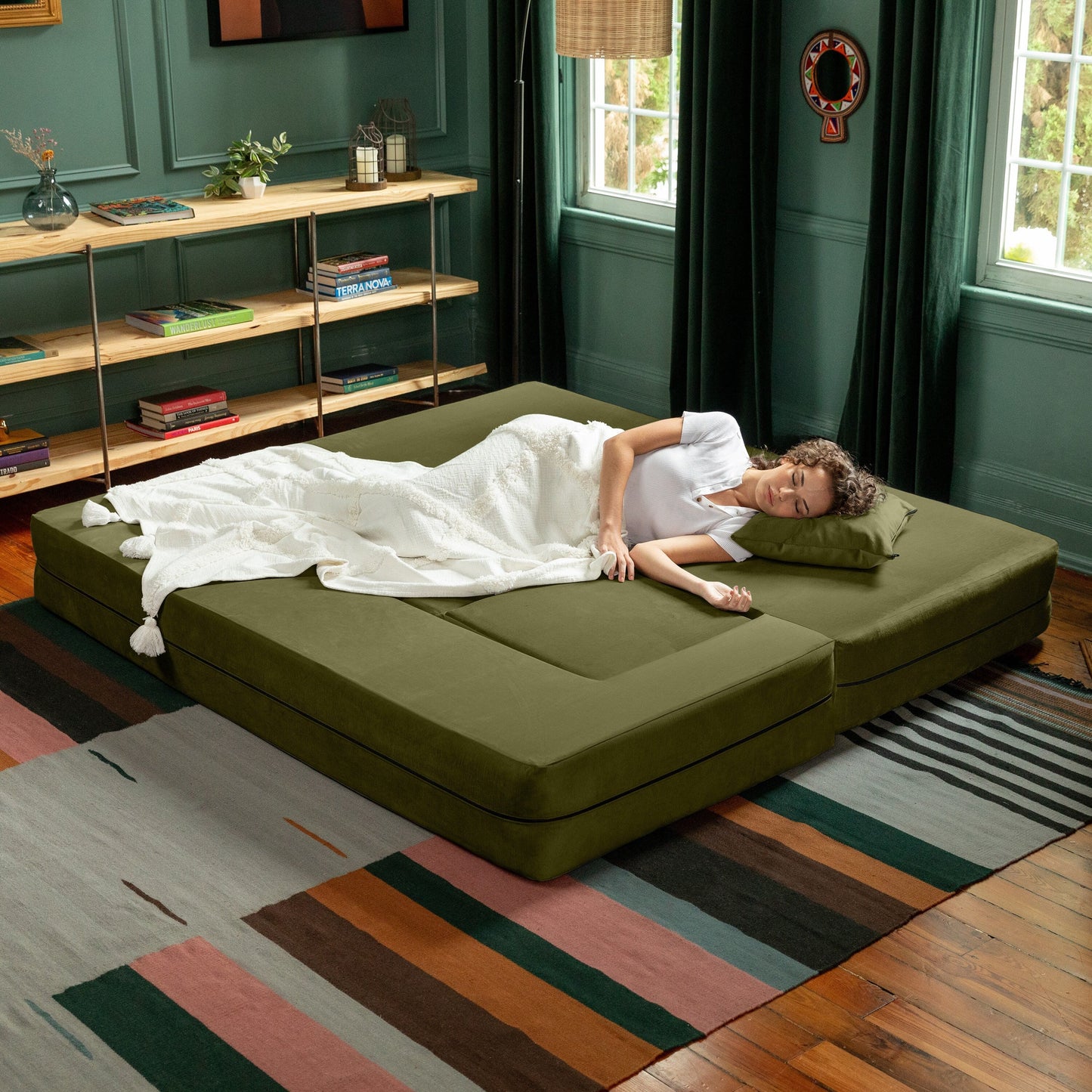 Divano letto convertibile California King e pouf Porch &amp; Den