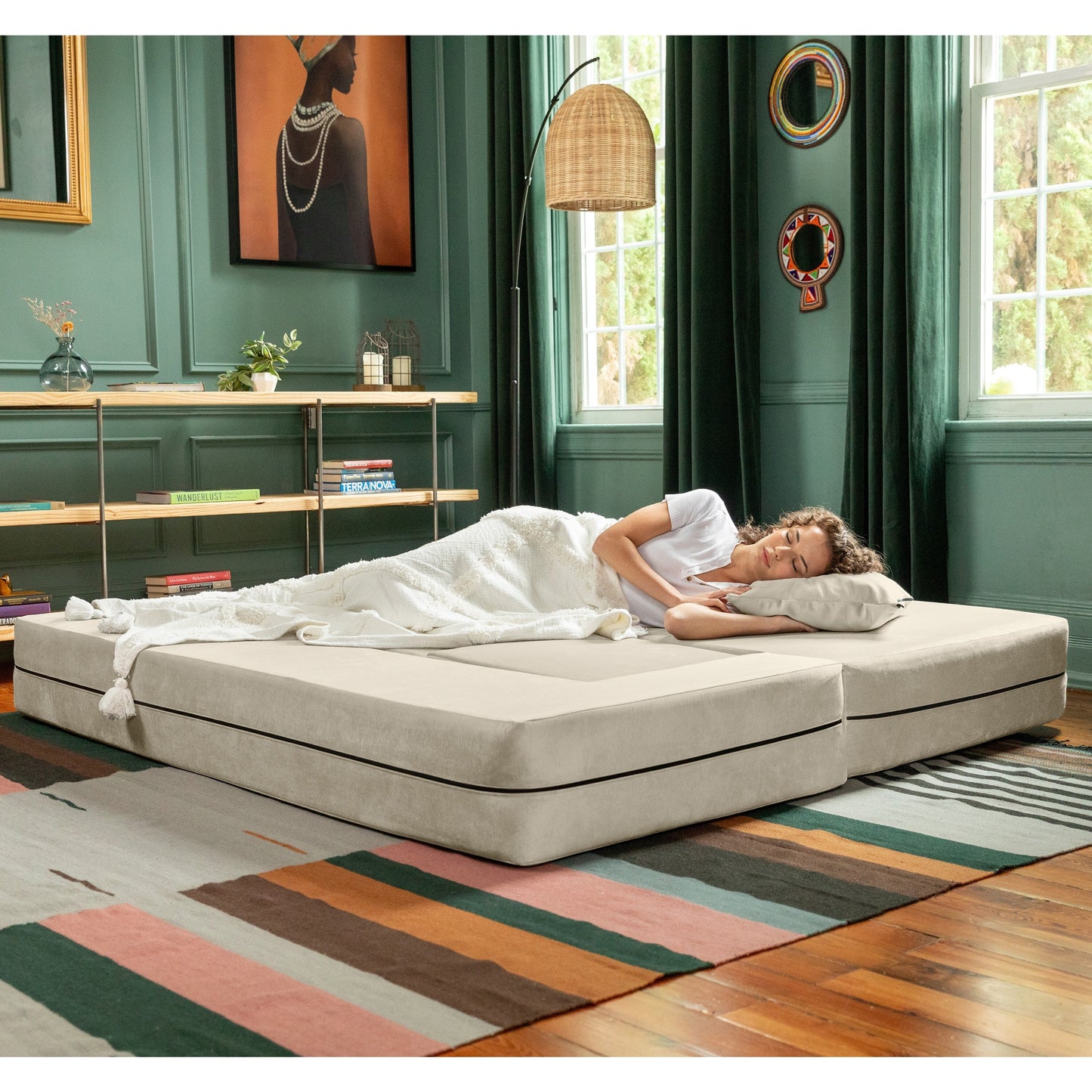 Divano letto convertibile California King e pouf Porch &amp; Den