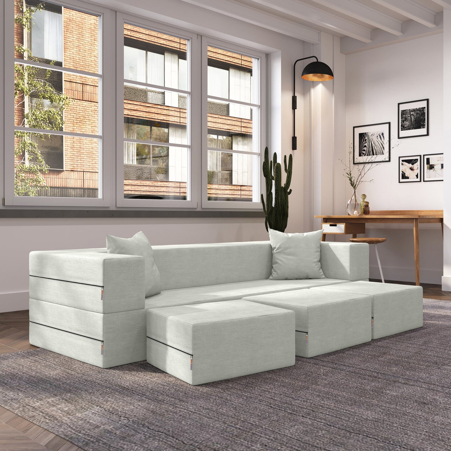 Divano letto convertibile California King e pouf Porch &amp; Den