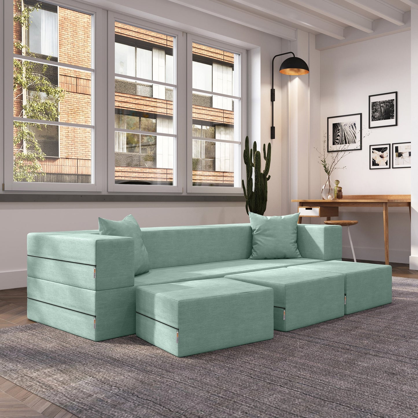 Divano letto convertibile California King e pouf Porch &amp; Den