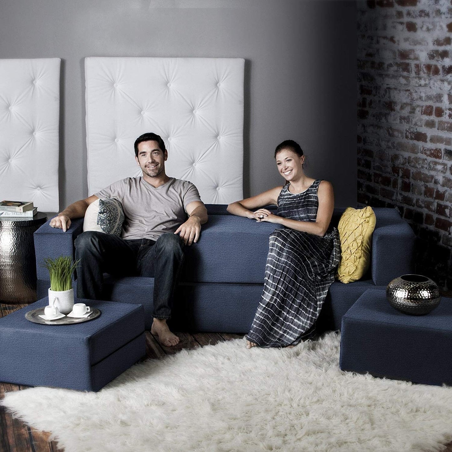 Divano letto convertibile California King e pouf Porch &amp; Den