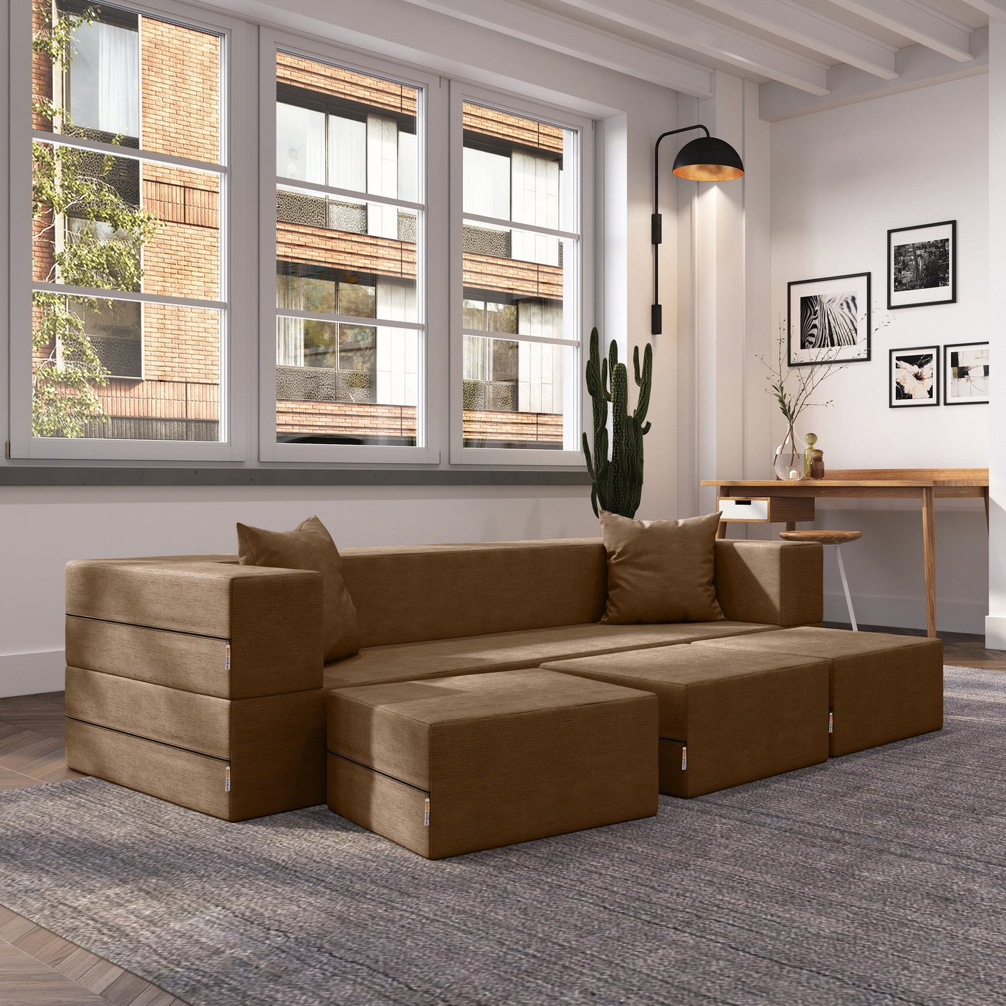 Divano letto convertibile California King e pouf Porch &amp; Den