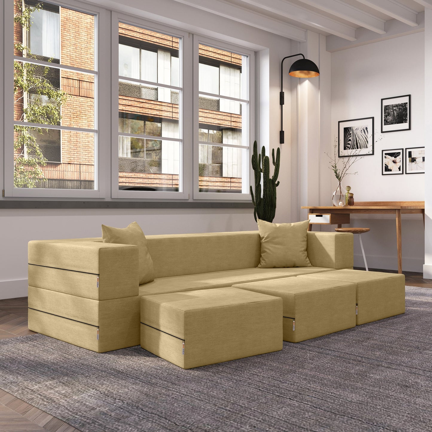 Divano letto convertibile California King e pouf Porch &amp; Den