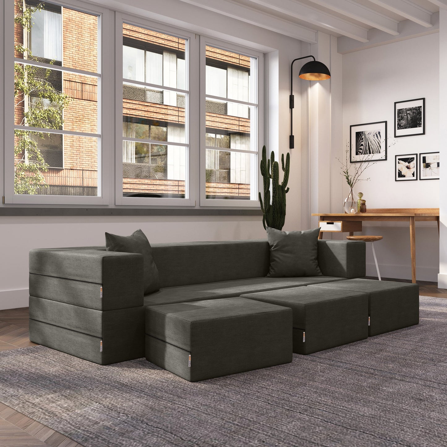 Divano letto convertibile California King e pouf Porch &amp; Den