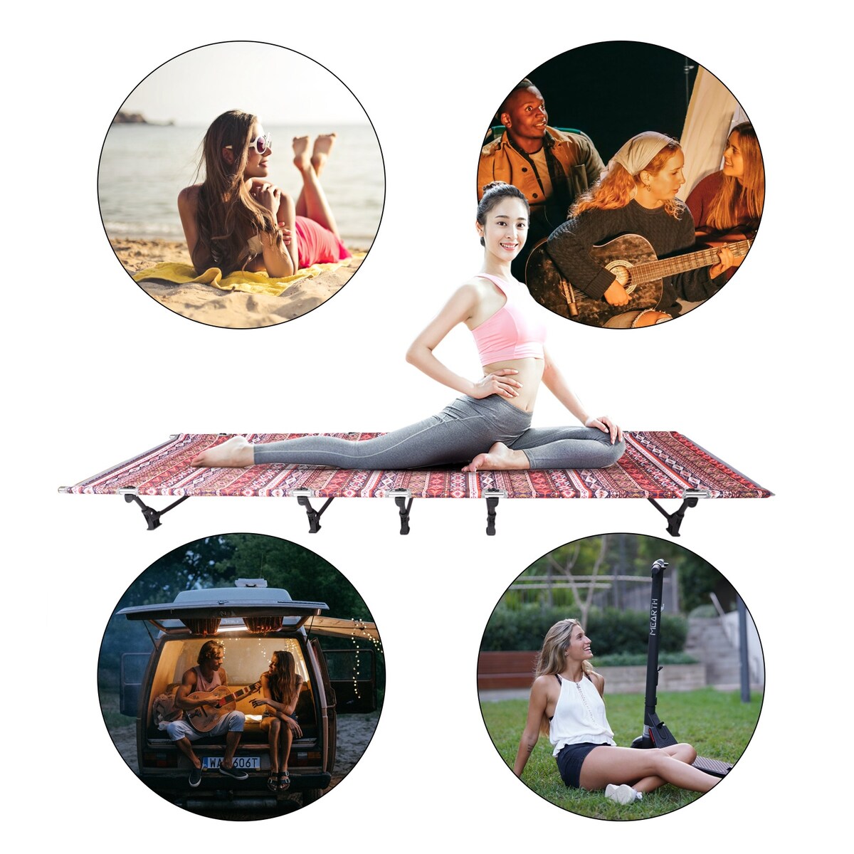 Lettino da campeggio pieghevole portatile in lega di alluminio, tenda da viaggio per escursionismo