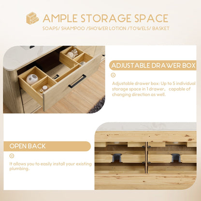 Mobile bagno Porto con piano in pietra di quarzo bianco senza specchio