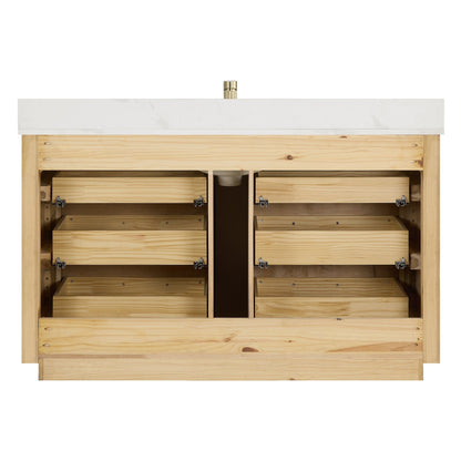 Mobile bagno Porto con piano in pietra di quarzo bianco senza specchio