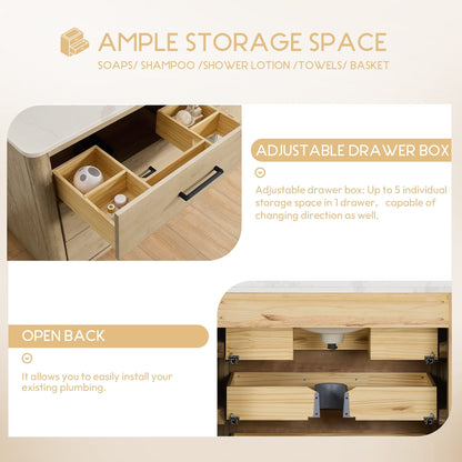 Mobile bagno Porto con piano in pietra di quarzo bianco senza specchio