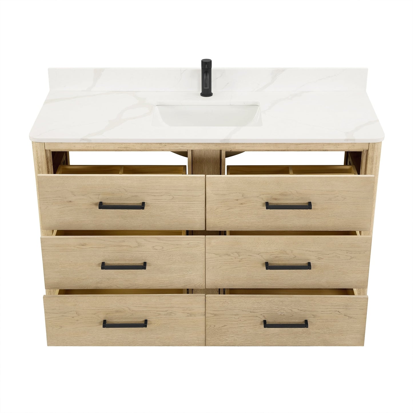 Mobile bagno Porto con piano in pietra di quarzo bianco senza specchio