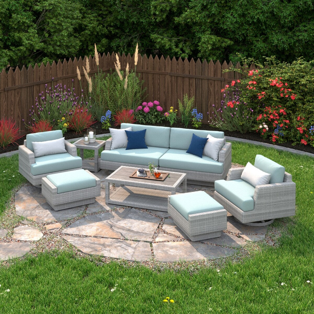 Set di sedute da esterno Portofino Comfort da 7 pezzi Sunbrella Motion