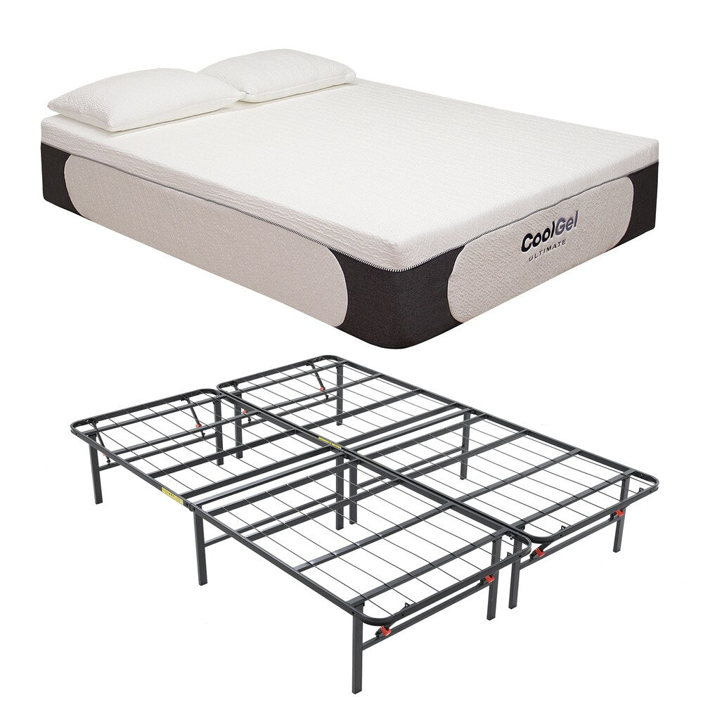 Set di 2 cuscini, materasso e struttura in memory foam Cool Gel di Classic Brands Milan da 14 pollici King-size