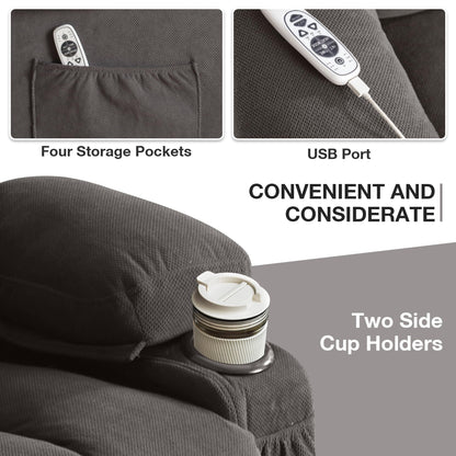 Poltrone reclinabili elettriche, massaggio termico, porta USB, telecomando