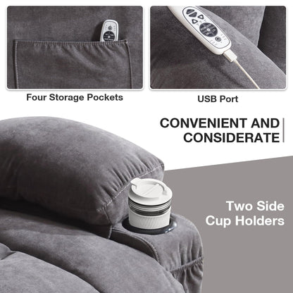 Poltrone reclinabili elettriche, massaggio termico, porta USB, telecomando