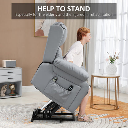 Poltrona reclinabile massaggiante con sollevamento elettrico, riscaldamento, telecomando, tasche laterali portaoggetti e supporto antiribaltamento per anziani